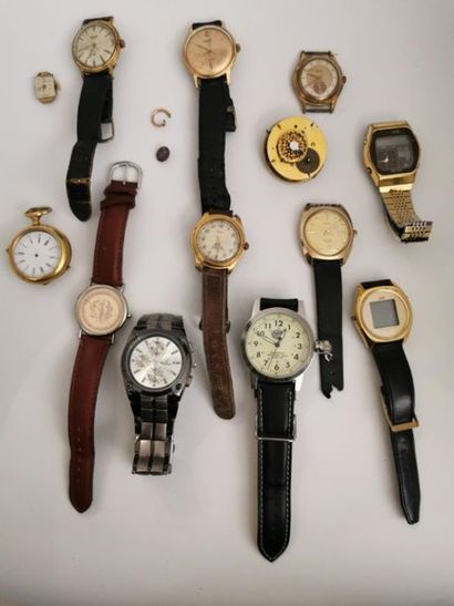 null [Horlogerie]. LOT de montres en métal et métal doré, mouvements divers.