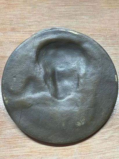 null Médaille en bronze uniface, Eve et le serpent, gravée par Henry DROPSY, travail...