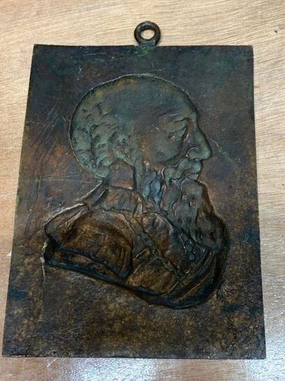 null Plaque rectangulaire en bronze du portrait en buste de MAXIMILIEN DE BETHUNE...