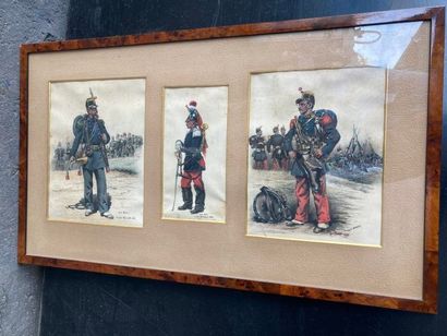 null Léon BEER
3 études de militaires d'après Detaille.
3 aquarelles, signées et...