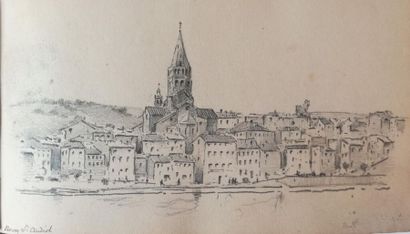 null [Languedoc]. [Dessins]. Routes de Privas à Nîmes. Juillet 1892. Album in-8 oblong...