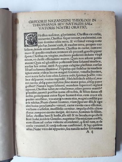 null [Livre du XVIe siècle]. GREGOIRE DE NAZIANZE. [Orationes sex : in natalem saluatoris,...