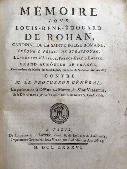  * [Affaire du collier]. Recueil de 16 pièces imprimées à Paris entre 1776 et 1786....