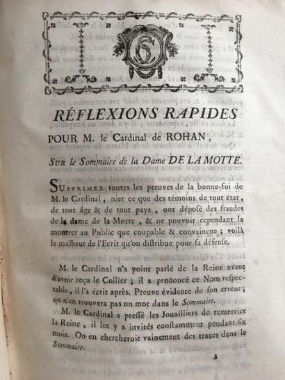 null * [Affaire du collier]. Recueil de 16 pièces imprimées à Paris entre 1776 et...