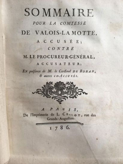  * [Affaire du collier]. Recueil de 16 pièces imprimées à Paris entre 1776 et 1786....