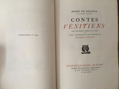  * MARTIN. RÉGNIER (Henri de). Contes vénitiens. Paris, Société d'éd. " Le Livre...