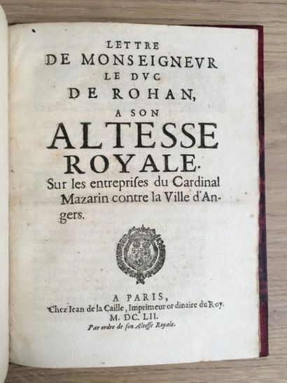 * [Mazarinades]. ROHAN (Henri de Chabot de)....