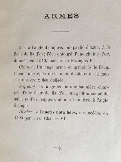  * [BASTARD]. Généalogie de la famille de Bastard. Barons de St-Denis. Morges, Imp....