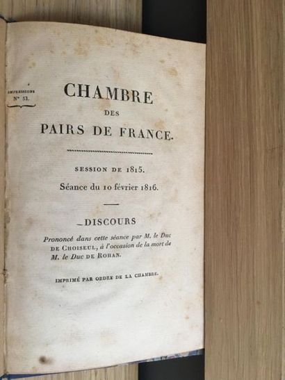  * CHOISEUL (Claude-Antoine-Gabriel de). Chambre des Pairs de France. Session de...