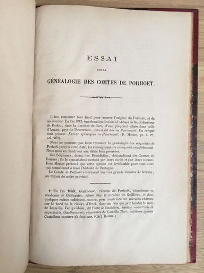 null * PIEDERRIERE (abbé). Essai sur la généalogie des comtes de Porhoët. Vannes,...