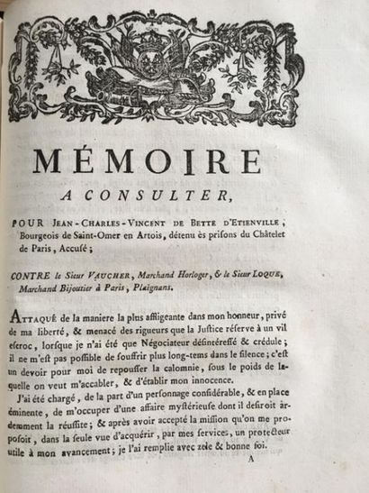 null * [Affaire du collier]. Recueil de 14 pièces imprimées à Paris entre 1785 et...