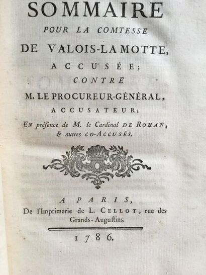  * [Affaire du collier]. Recueil de 14 pièces imprimées à Paris entre 1785 et 1786....