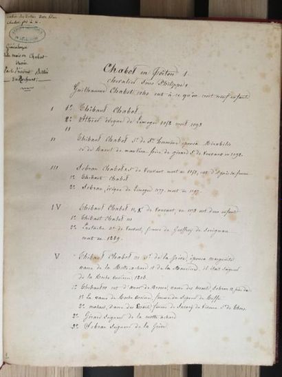 null * [Manuscript] BERTIN DU ROCHERET (Valentin-Philippe). Genealogy of the house...