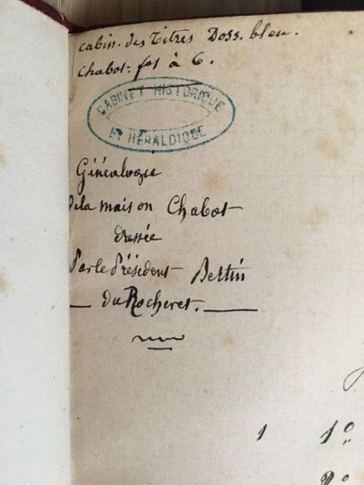 null * [Manuscript] BERTIN DU ROCHERET (Valentin-Philippe). Genealogy of the house...