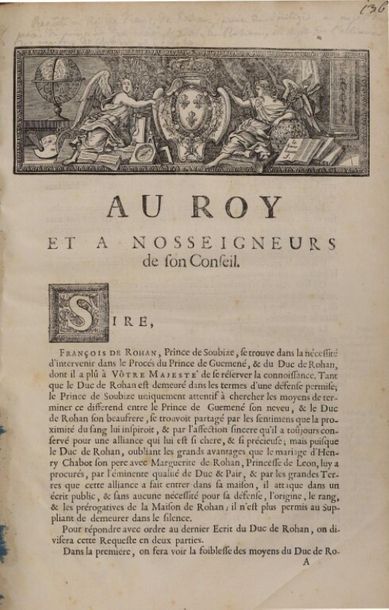 null * [THE KING]. [Request for the intervention of François de Rohan, Prince of...