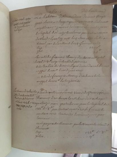 null [Manuscript] [Franche-Comté]. Register of debtors. 1756-1761. In-4, 121 f. In-8,...