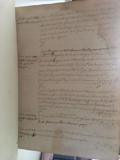 null [Manuscrit]. [Franche-Comté]. Registre de débiteurs. 1756-1761. In-4, 121 f....