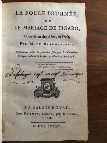 null BEAUMARCHAIS (Pierre-Augustin Caron de). La Folle journée, or The Marriage of...