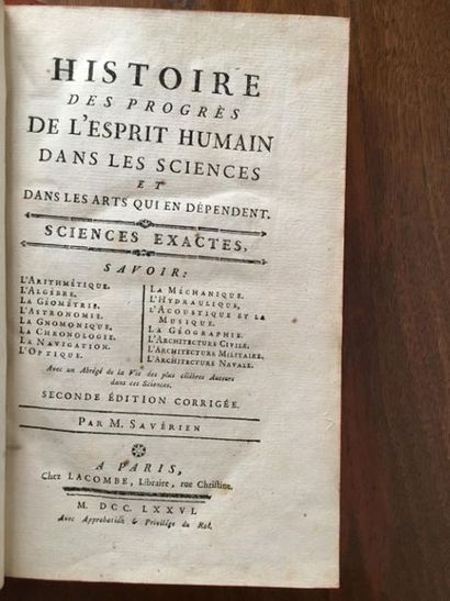 null [SAVÉRIEN (Alexander)]. History of the progress of the human mind in the sciences...