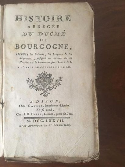 null [COURTÉPÉE (abbé Claude)]. Histoire abrégée du duché de Bourgogne, depuis les...