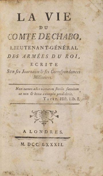 null * [TOUSTAIN-RICHEBOURG (Charles-Gaspard de)]. La vie du Comte de Chabo, lieutenant-général...