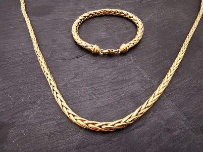 null PARURE comprenant un collier et un bracelet en or jaune 18K (750 millièmes)...