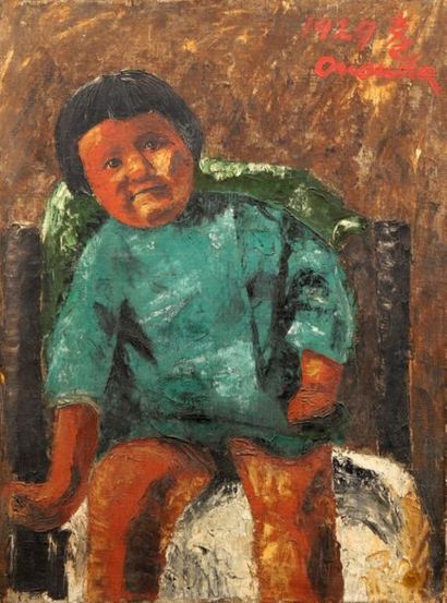 Katumi OUSUDA (XXème siècle). Katumi OUSUDA (XXe siècle).
Jeune garçon japonais assis.
Huile...