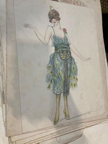 LOT of FASHION DRAWINGS and ILLUSTRATIONS,...