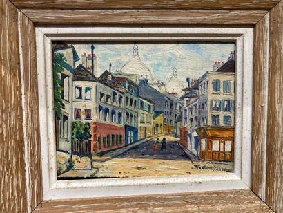 LOT de pièce encadrées LOT of 4 framed pieces including an oil on cardboard (unsigned)...