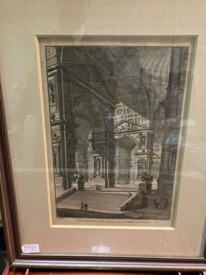 SET of four framed engravings:
-After Piranese...