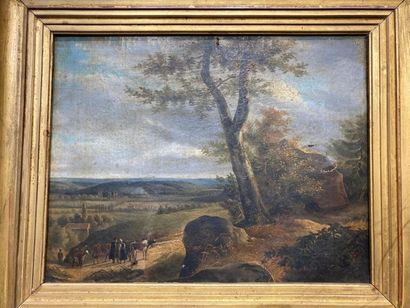 null 19th century FRENCH school, after Gustave LEPRINCE.
Landscape. 
Oil on canvas,...