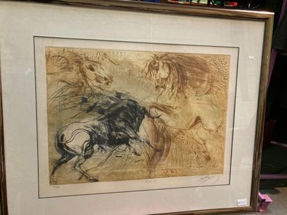 null Jean Marie GUISNY (1954-2010). 
 Lusitano. 
Colour etching signed titled and...