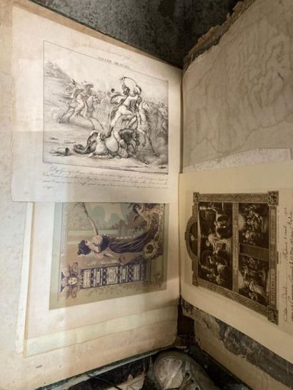 null LOT of ENGRAVINGS and REPRODUCTIONS in 4 CARDBOARDS with DRAWINGS on the themes...