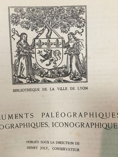 null BIBLIOTHÈQUE DE LA VILLE DE LYON. Documents manuscrits typographiques, iconographiques....