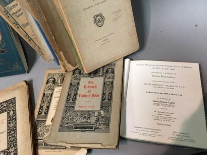 null Un carton de catalogues de ventes de bibliothèques XIXe et début XXe s., formats...
