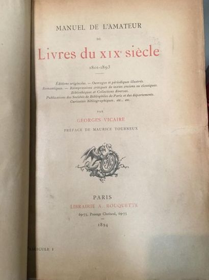 null VICAIRE (G.). Manuel de l'amateur de livres du XIXº siècle (1801-1893). etc....