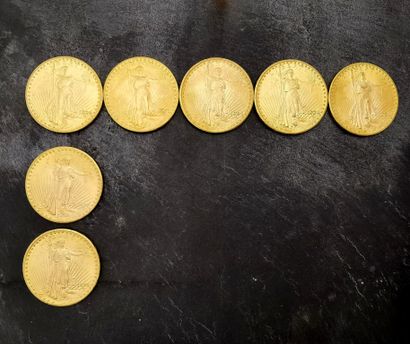 Set of 7 pieces of 20 US dollars 900 mm gold:...