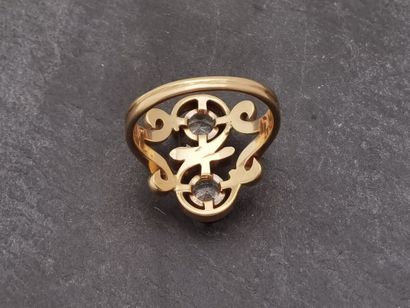 null RING in 18K (750 thousandths) pink gold called you and me, pierced, decorated...