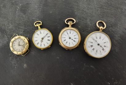 null LOT de montres de poche en or 18K (750 millièmes) (une de poignet). Voir la...