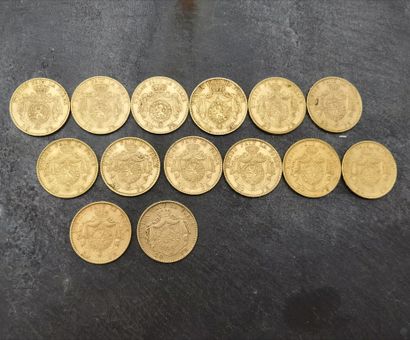 14 pieces of 20 Belgian francs in 900 mm...