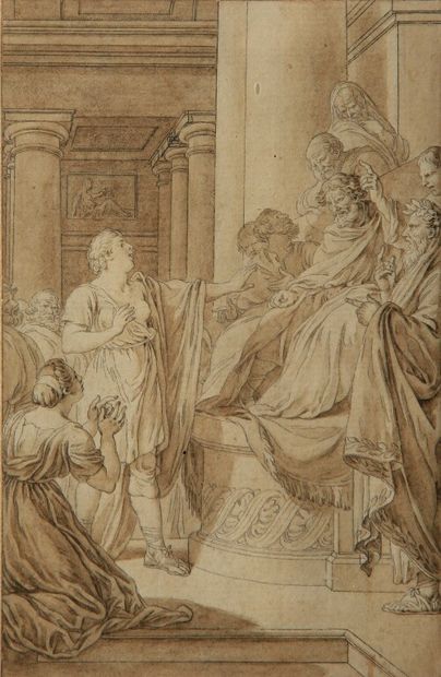 null 18th century FRENCH school.

Two vignettes: Socrates drinking the hemlock and...