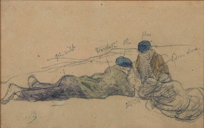 null Eugène BOUDIN (Honfleur 1824 Deauville 1898).

Personnages assis et allongés...
