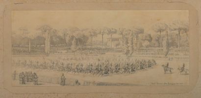 null Gustave BOULANGER (Paris 1824 1888).

La revue militaire à Rome.

Crayon noir.

20,5×48...