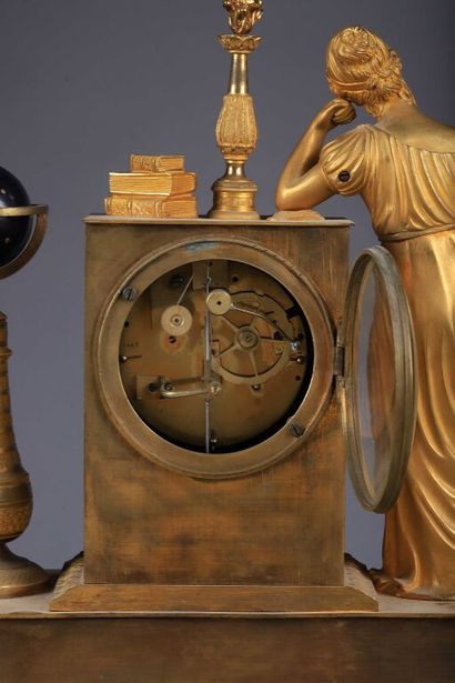 null Chased and gilded bronze clock representing the allegory of Astronomy, represented...