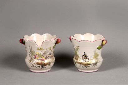 null MARSEILLE (Manufacture of the widow Perrin).

Pair of earthenware glass coolers...