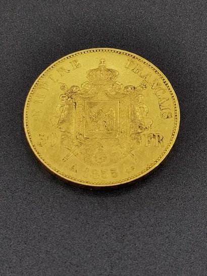 null Gold coin (900/1000th) : 50 frs Napoleon bareheaded, A1855.

NET weight : 16...