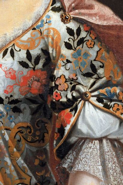null * École ITALIENNE vers 1700.

Portrait de femme à la robe fleurie.

Toile d'origine.

91...