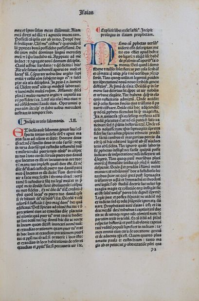 null [Incunable]. [Bible, A.T., latin, 1476]. Venise, Nicolas Jenson, 1476. Fort...