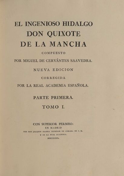 null CERVANTÈS (Miguel de). El ingenioso hidalgo Don Quixote de la Mancha. Madrid,...