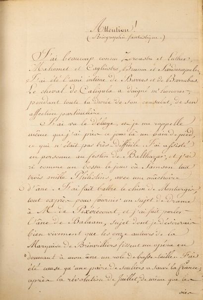 null [Manuscrit]. PUYCOUSIN (Édouard de). Mémoires du diable. Paris, 1832. 2 vol....